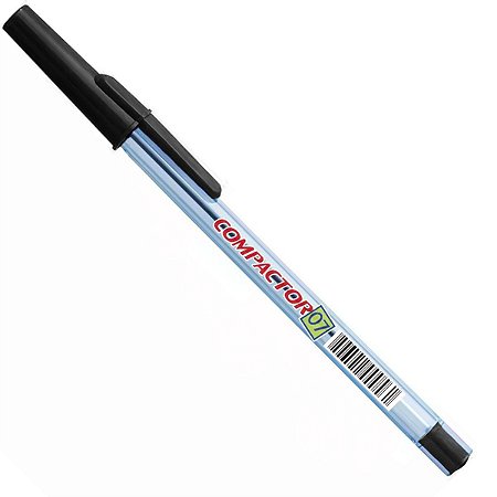 Caneta Esferográfica Compactor 0.7mm Ponta Fina Preta Caixa com 25 Unidades