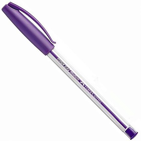 Caneta Esferográfica FaberCastell Trilux 1.0mm Ponta Média Roxo Caixa com 12 Unidades