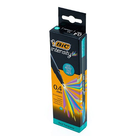 Caneta Bic Intensity 0.4mm Extra Fina Azul Turquesa Caixa com 10 Unidades