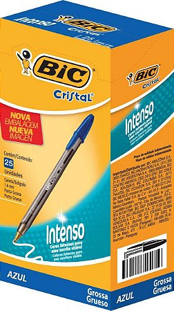 Caneta Bic Cristal Bold Intenso 1.6mm Azul Caixa com 25 unidades