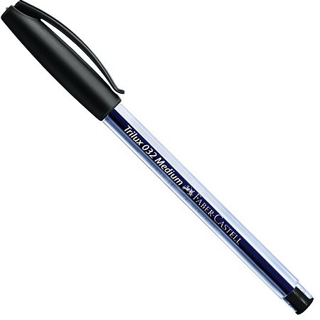 Caneta Esferográfica FaberCastell Trilux 1.0mm Ponta Média Preta Caixa com 50 Unidades