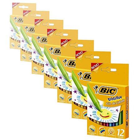 Giz de Cera Bic Evolution com 12 Cores - 12 Caixas