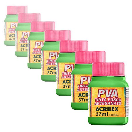 Tinta PVA Acrilex 37ml Verde Folha 510 com 12 Potes