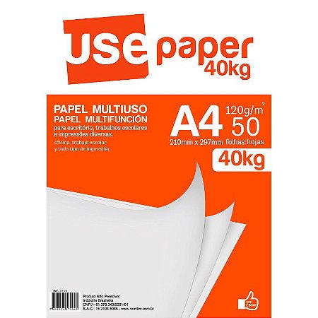 Papel Sulfite Use Paper A4 Branco 40kg 120g 50 Folhas
