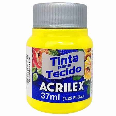 Tinta para Tecido Acrilex 37ml Amarelo Limão 504 com 12 unidades