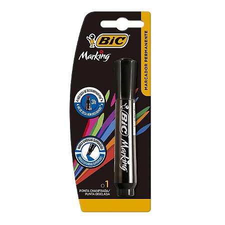 Marcador Permanente Recarregável Bic Marking 1,5 - 3,0mm Preto