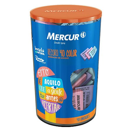 Borracha Mercur Record 40 Color Caixa com 40 Unidades