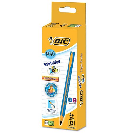 Lápis Bic Evolution Kids Preto HB Nº2 Triangular com 12 Unidades