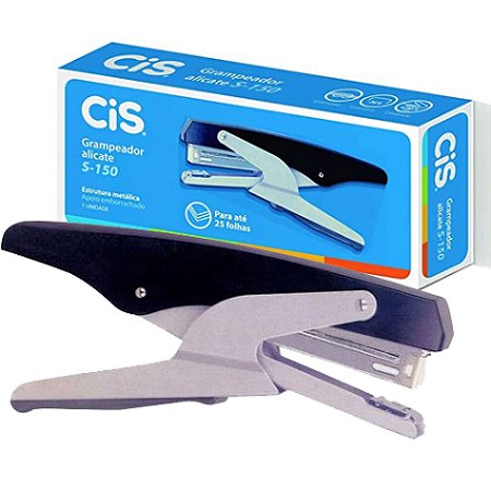 Grampeador Alicate Cis S-150 Preto e Branco para 25 Folhas