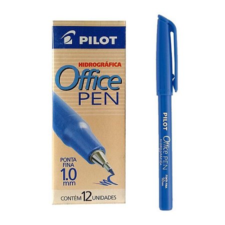 Caneta Hidrográfica Pilot Office Pen 1.0mm Fina Azul Caixa com 12 Unidades