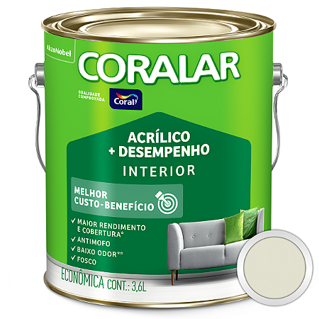 Tinta Acrílica Fosco Coral Coralar Gelo Galão 3,6L - Coral