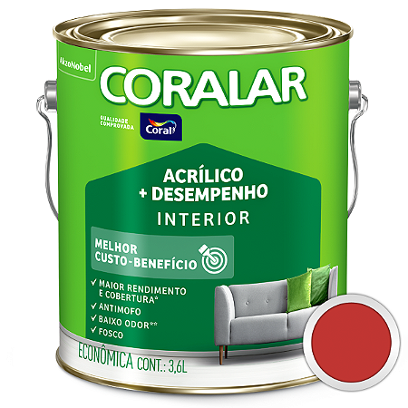 Tinta Acrílica Fosco Coral Coralar Rubi 3,6L - Coral