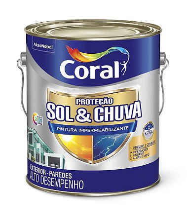 Tinta Proteção Impermeabilizante Coral Sol e Chuva Branco Galão 3,6L