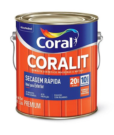 Coralit Secagem Rápida Coral Madeiras e Metais Colorado Brilhante Galão 3,6L