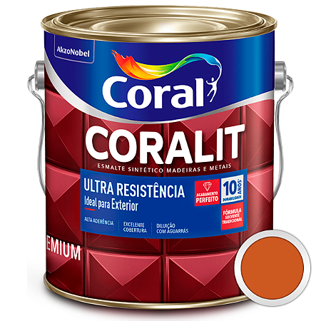 Esmalte Sintético Coralit Ultra Resistência Alto Brilho Laranja Galão 3,6 Litros