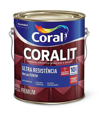 Esmalte Sintético Coralit Ultra Resistência Alto Brilho Cinza Escuro Galão 3,6L