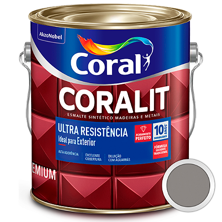 Esmalte Sintético Coralit Ultra Resistência Alto Brilho Alumínio Galão 3,6L