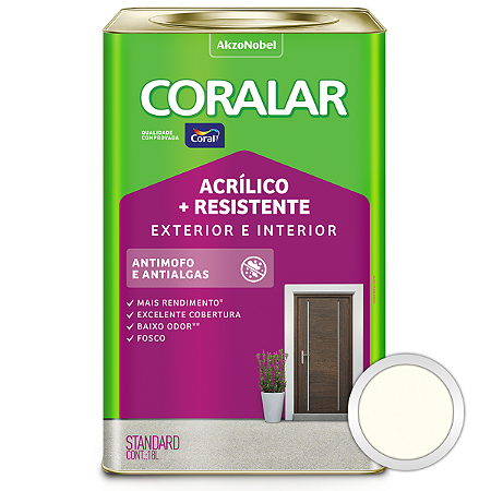 Tinta Acrílica Coralar Duo Exterior e Interior Branco Lata 18 Litros - Coral