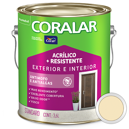 Tinta Acrílica Coralar Duo Exterior e Interior Marfim Galão 3,6L - Coral