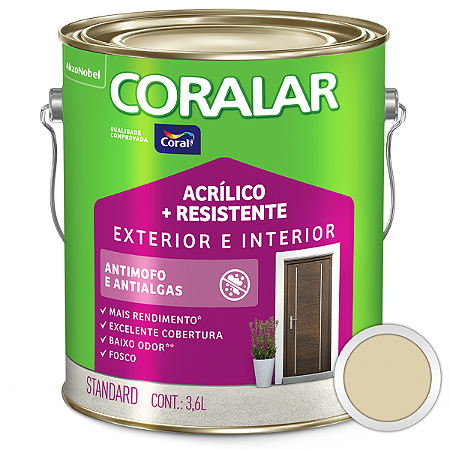 Tinta Acrílica Coralar Duo Exterior e Interior Areia Galão 3,6L - Coral