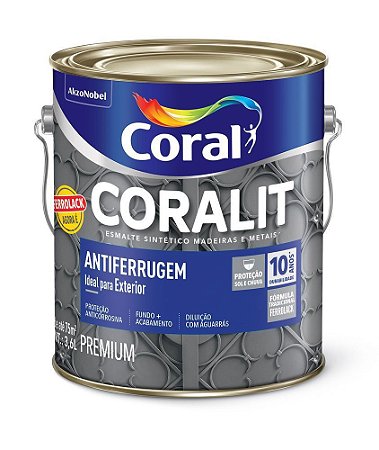 Esmalte Sintético Coralit Antiferrugem Cinza Galão 3,6 Litros