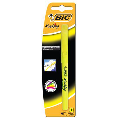 Marca Texto Amarelo Bic Ponta Chanfrada de 1.5 a 3.5mm 25 unidades