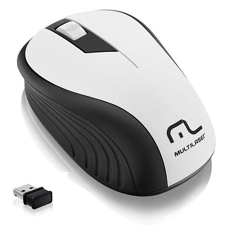 Mouse sem Fio Multilaser 2.4GHz USB Preto e Branco MO216