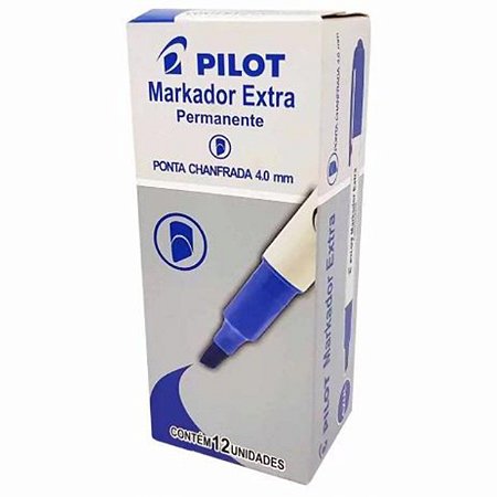 Marcador Permanente Pilot Ponta Redonda 4mm Azul Caixa com 12 Unidades