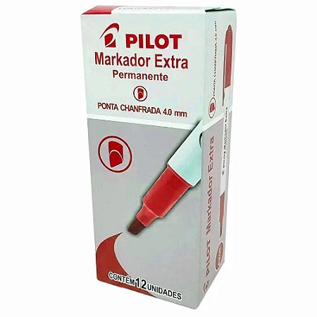 Marcador Permanente Pilot Ponta Redonda 4mm Vermelho Caixa com 12 Unidades