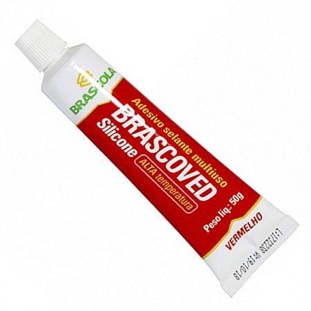 Silicone Acético Brascoved Brascola Alta Temperatura Vermelho 50g