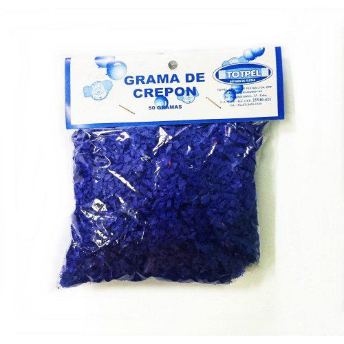 Grama ou Floco de Papel Crepom Totpel com 50g Azul