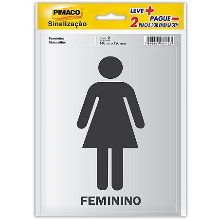 Etiqueta de Sinalização Pimaco Banheiro Feminino / Masculino Contém 1 de Cada