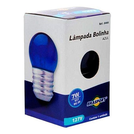 Lâmpada Bolinha Brasfort E27 7W 127v Azul Caixa com 25 Lâmpadas