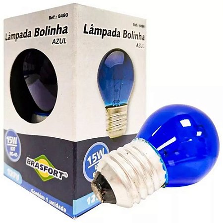 Lâmpada Bolinha Brasfort E27 15W 127v Azul Caixa com 25 Lâmpadas