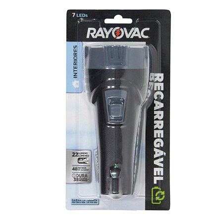 Lanterna Rayovac Recarregável 7 Leds Bivolt Preto