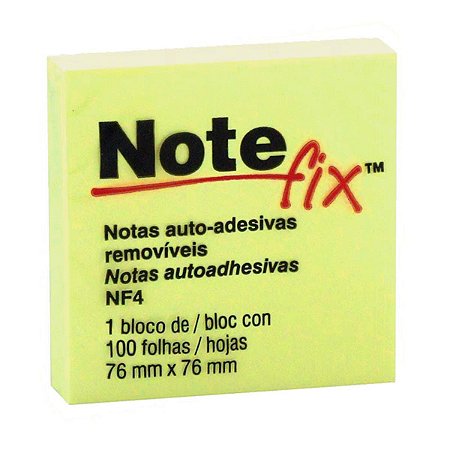 Bloco Adesivo 3M Note Fix Amarelo Nf4 76 x 76 mm com 100 Folhas