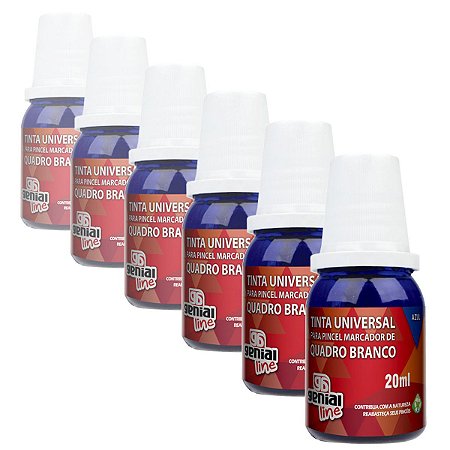 Tinta para Pincel de Quadro Branco GrampLine Genial Azul 20ml com 6 Unidades