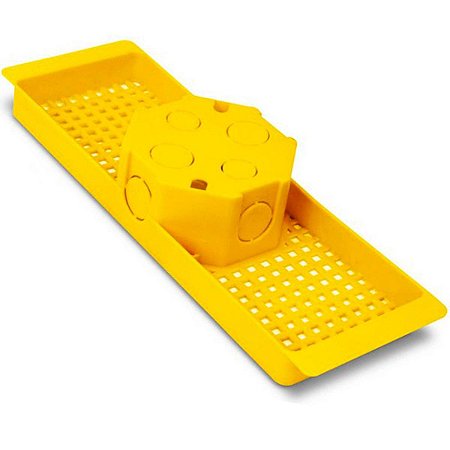 Caixa de Luz Roma para Laje Octogonal Amarela 4x4 com Suporte 25cm
