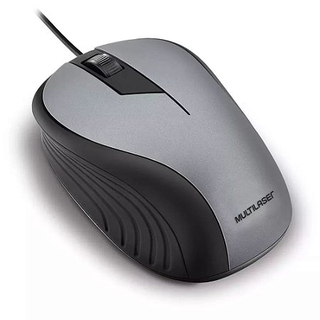 Mouse com Fio Multilaser Cinza com Preto MO225