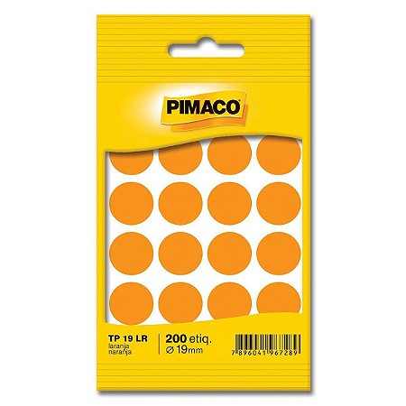 Etiqueta Redonda Pimaco Laranja TP-19