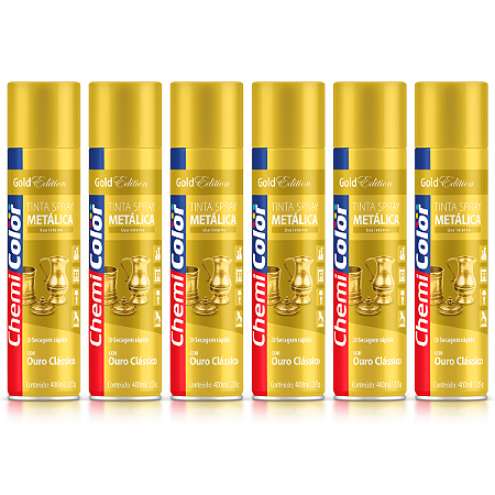 Tinta Spray Chemicolor Uso Geral Ouro Clássico 400ml Ref.187 com 6 Latas