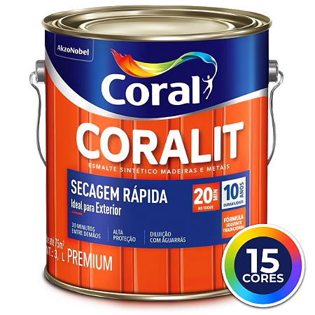 Esmalte Sintético Coralit Brilhante Secagem Rápida Galão 3L