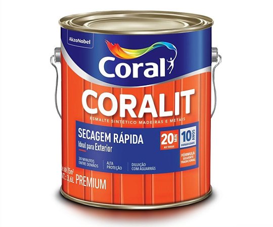 Esmalte Sintético Coralit Brilhante Secagem Rápida Galão 3L - Alumínio