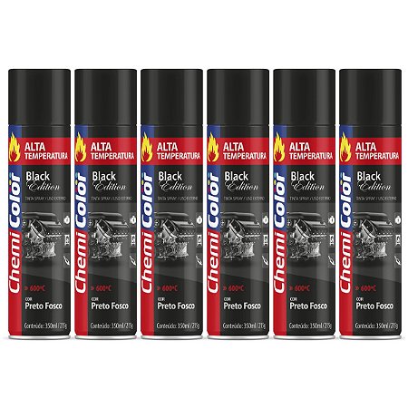 Tinta Spray Chemicolor Alta Temperatura Preto Fosco 350ml 98 6 Unidades