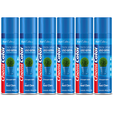 Tinta Spray Chemicolor Uso Geral Azul Claro 400ml 90 6 Unidades