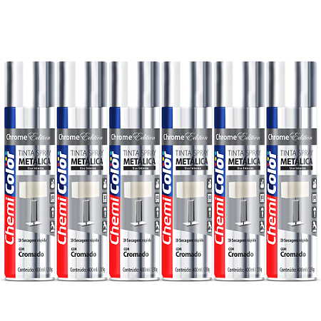 Tinta Spray Metálica Chemicolor Cromado 6 Unidades