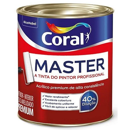 Tinta Acrílica Coral Master Premium 1/4 900ml Branco