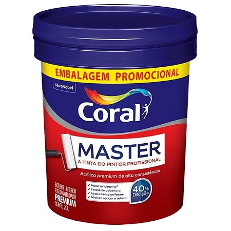 Tinta Acrílica Coral Master Premium 20L Branco