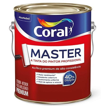 Tinta Acrílica Coral Master Premium Galão 3,6L