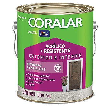 Tinta Acrílica Coral Coralar Duo Exterior e Interior   Resistente 3,6L  Perola